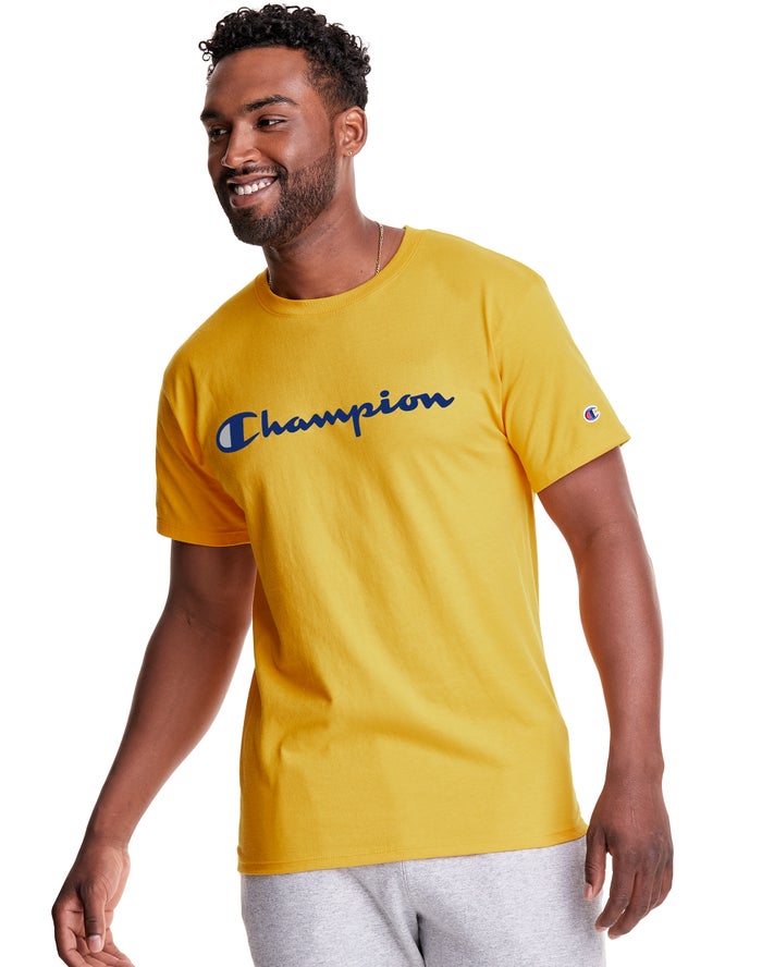 Champion Classic Jersey Script Logo Erkek Tişört Sarı ( SAXFZR290 )